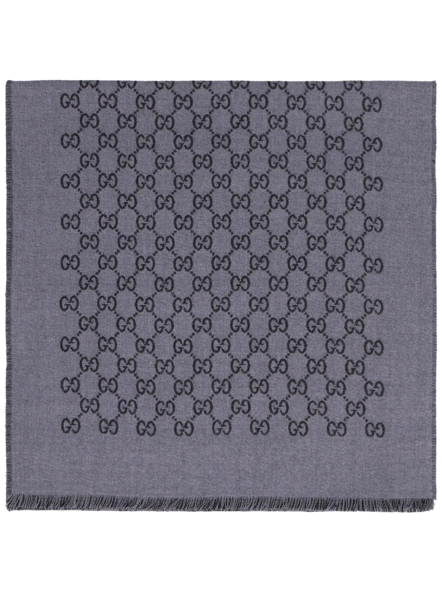 Esarfa Gucci gri din jacquard GG si lana - Img 5