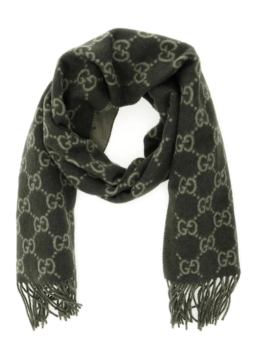 Esarfa Gucci verde din jacquard GG si casmir - Img 2
