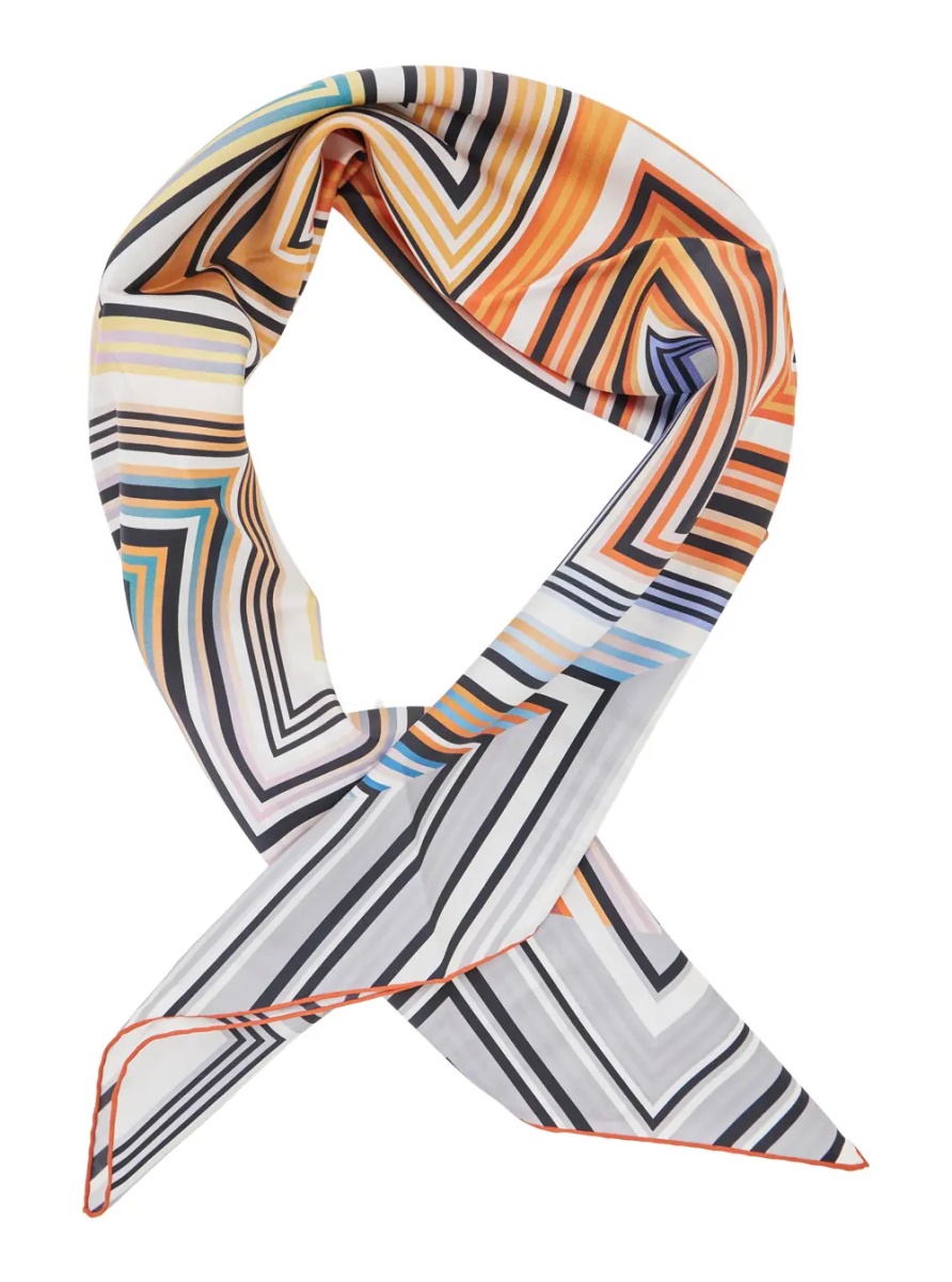 Esarfa Multicolor scarf with logo lettering and stripe motif in silk for women - Img 2