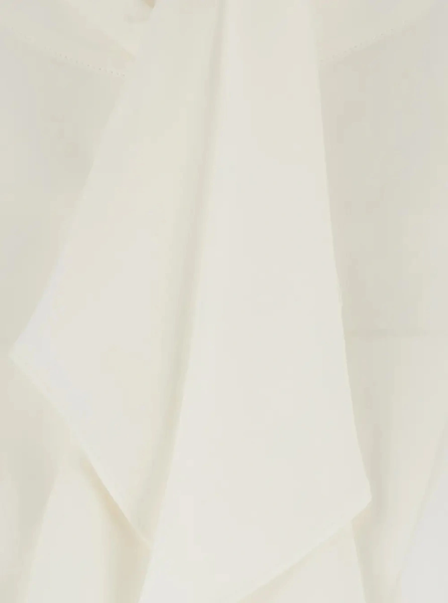 Esarfa white Shirt with scarf collar and long sleeves in silk for women - Img 3