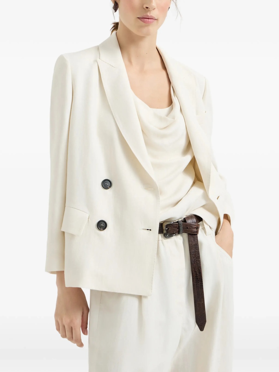 Fluid twill Jacket in viscose and linen with monile - Img 4