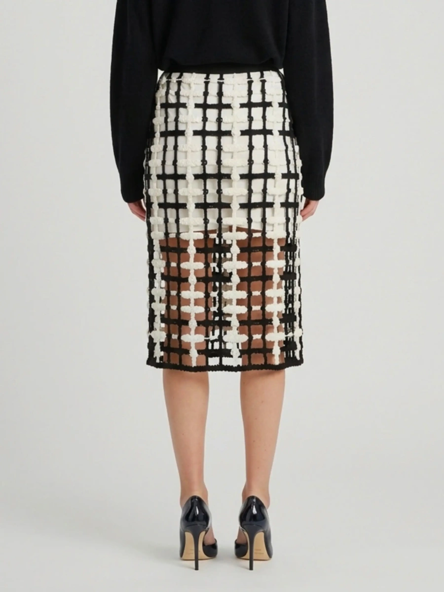 Fusta Black Mesh Midi Skirt - Img 3