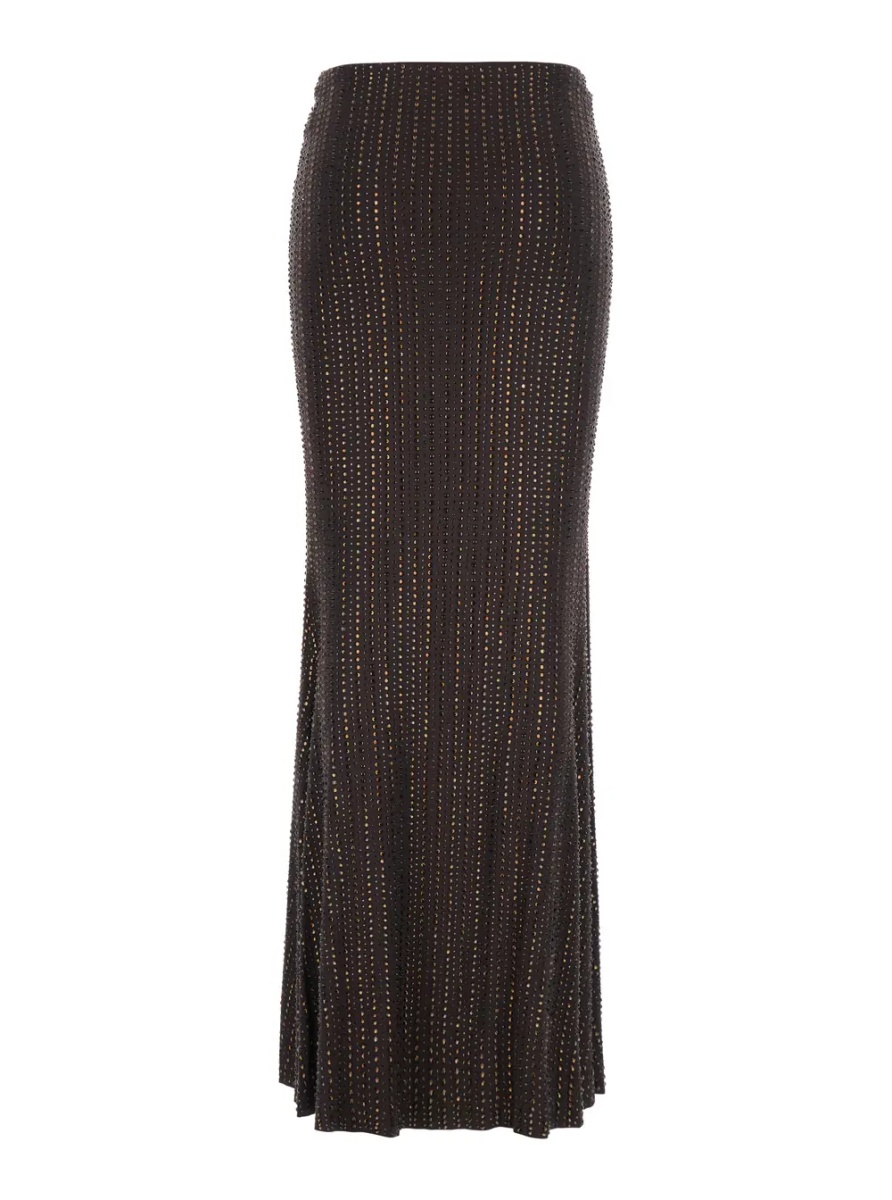 Fusta Brown Skirt with front knot and all-over sequins in Tech Fabric for women - Img 2