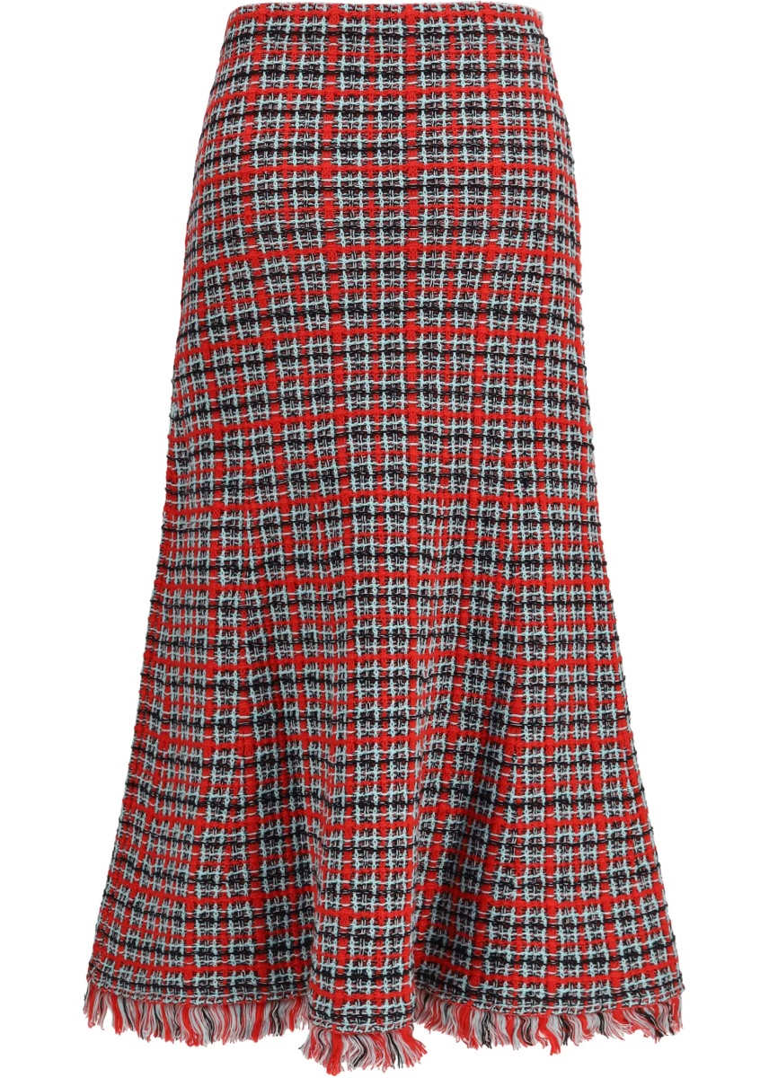 Fusta Check knit midi Skirt with frayed edges - Img 2
