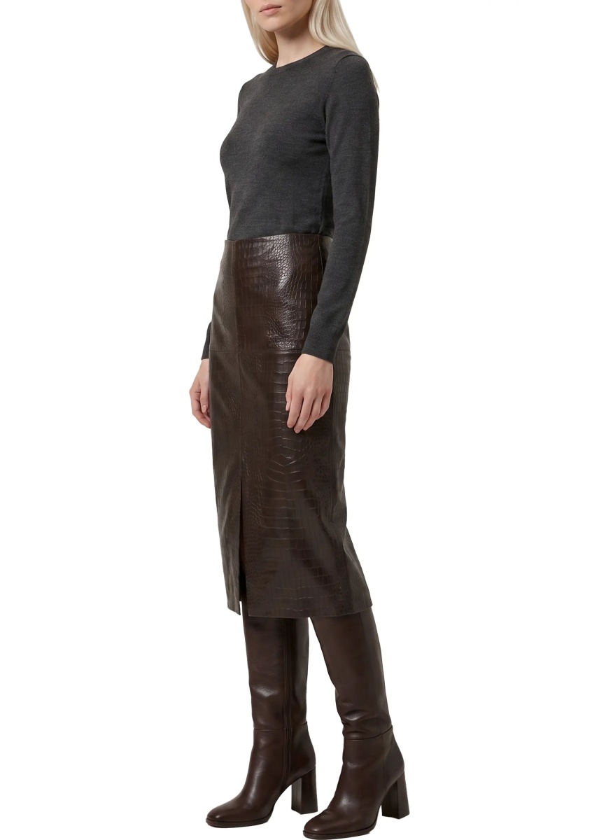 Fusta Crocodile Print Midi Skirt - Img 2