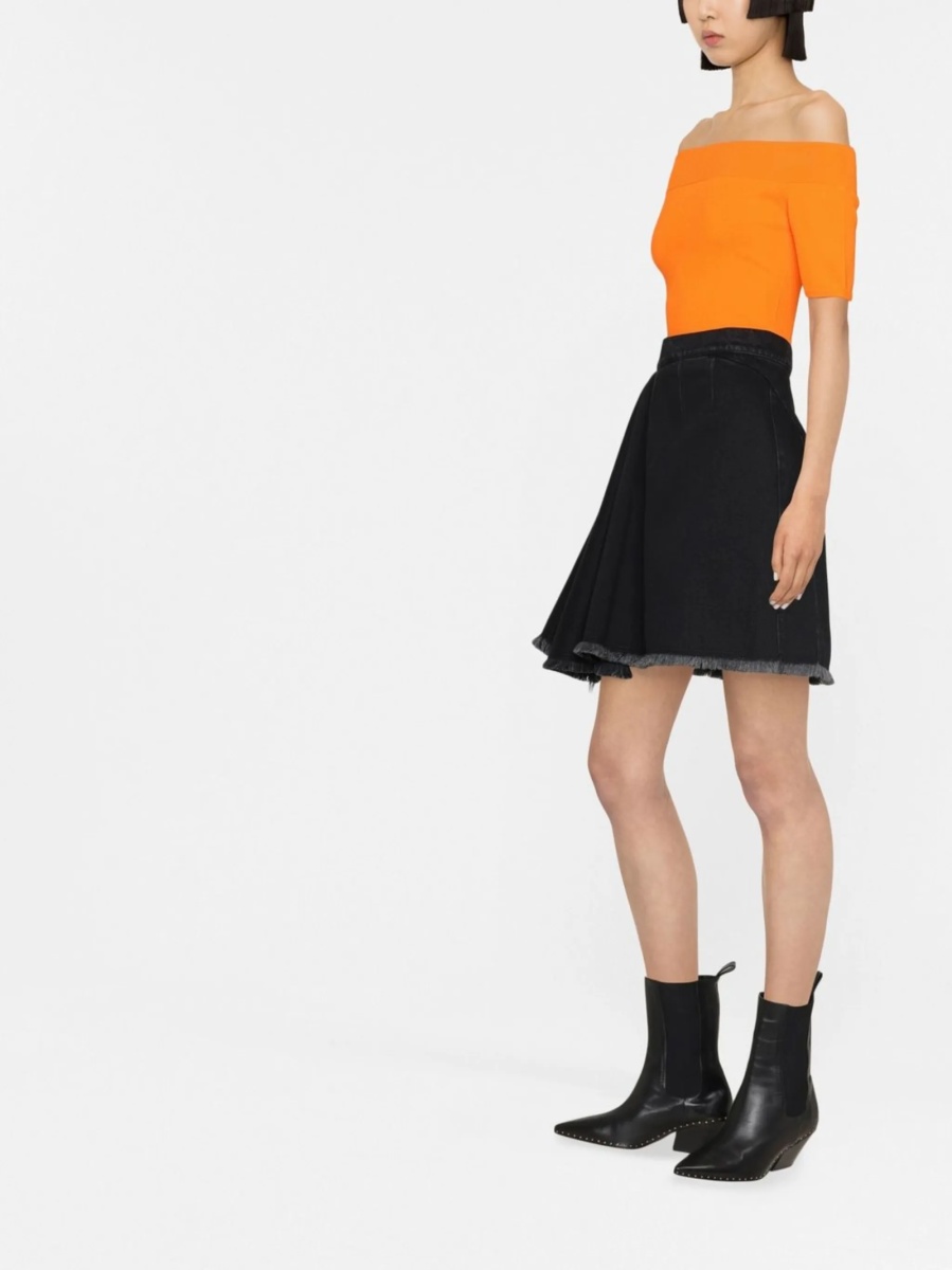 Fusta cu talie inalta Alexander McQueen neagra din bumbac - Img 3
