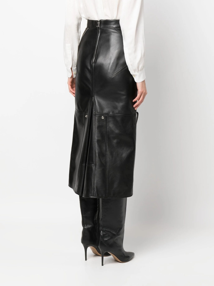 Fusta cu talie inalta Alexander McQueen neagra din piele - Img 4