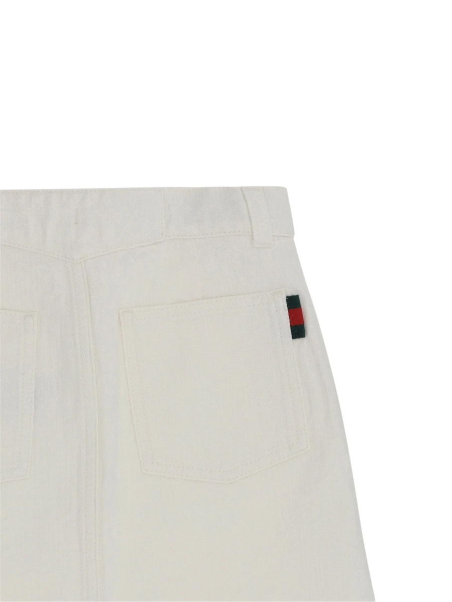 Fusta de blugi Gucci alba din bumbac - Img 3