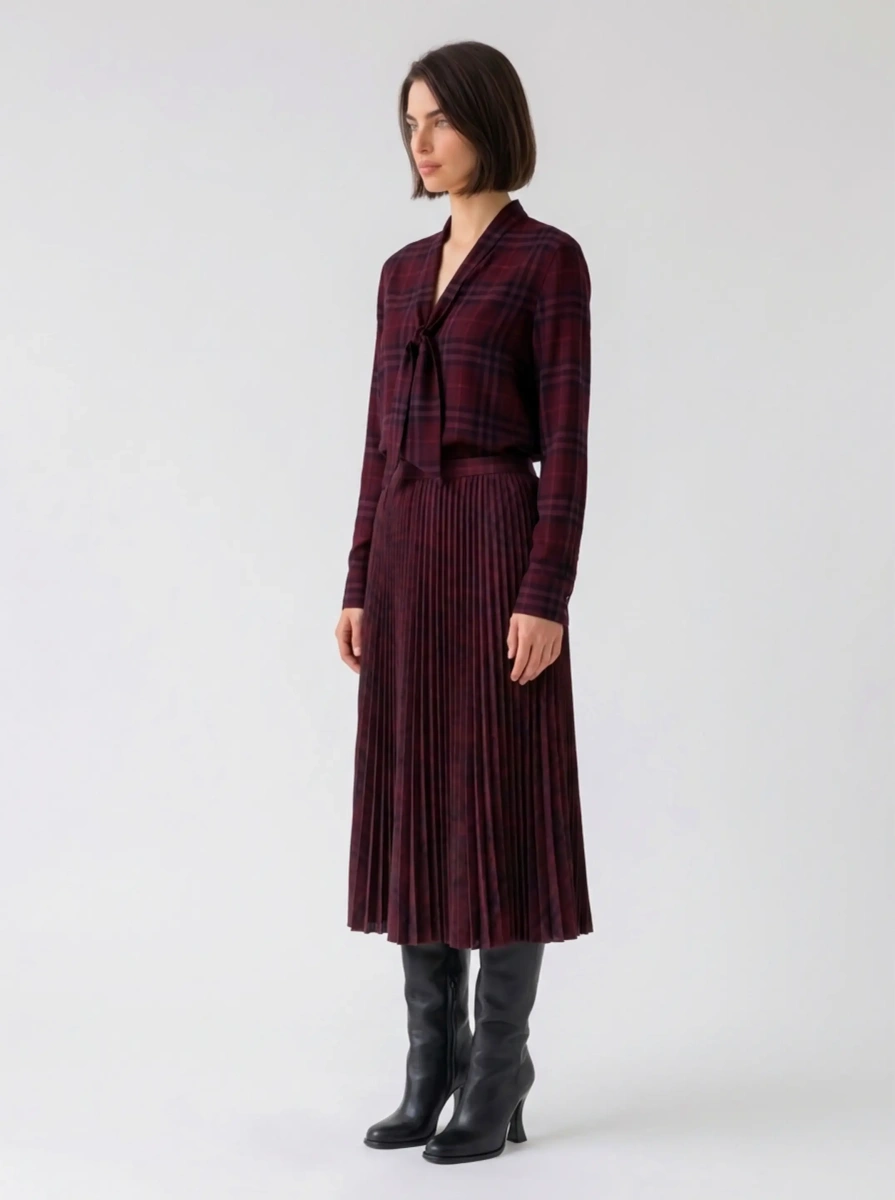 Fusta Pleated Wool Midi Skirt - Img 2