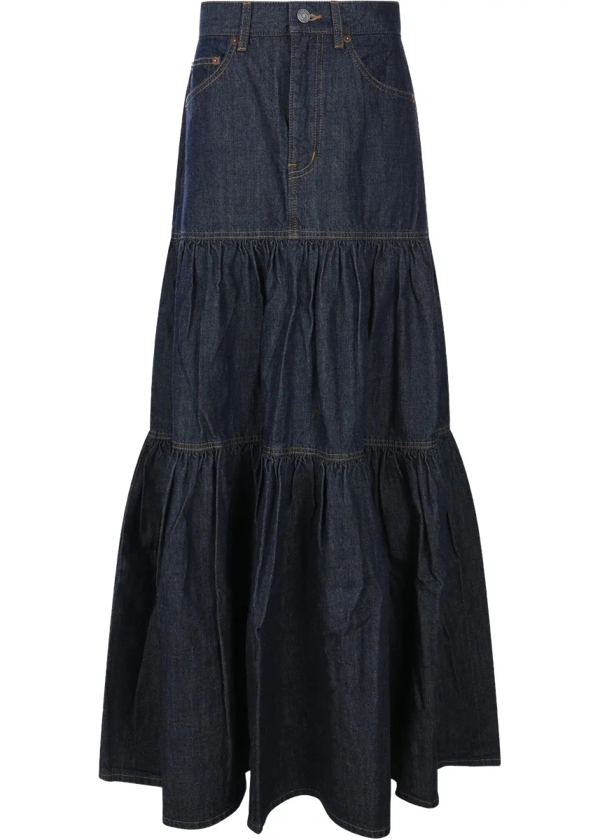 Fusta Saint Laurent albastra din denim - Img 7