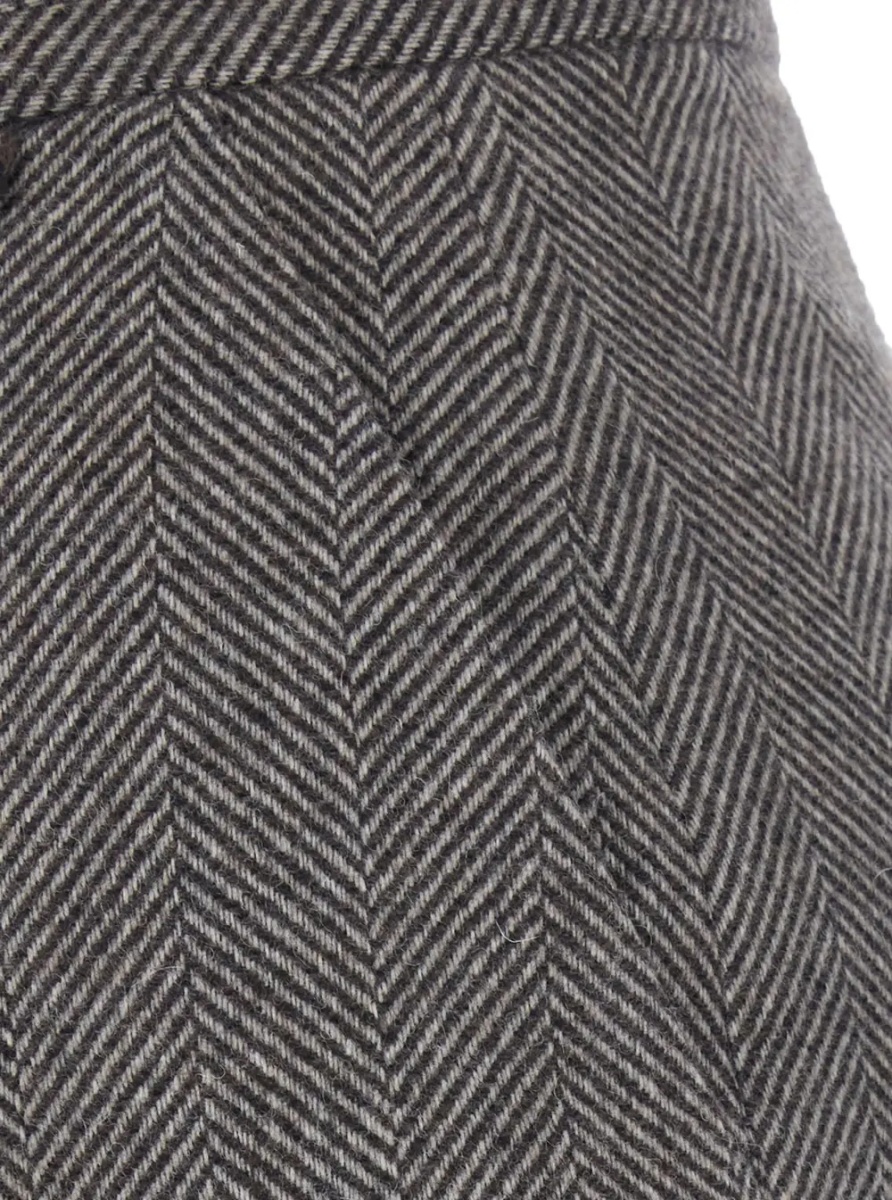 Fusta 'Svevia' Grey Skirt with herringbone motif in wool blend for women - Img 3