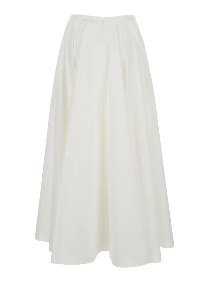 Fusta White A-Line Skirt with Flared Design in Cotton Woman - Img 2