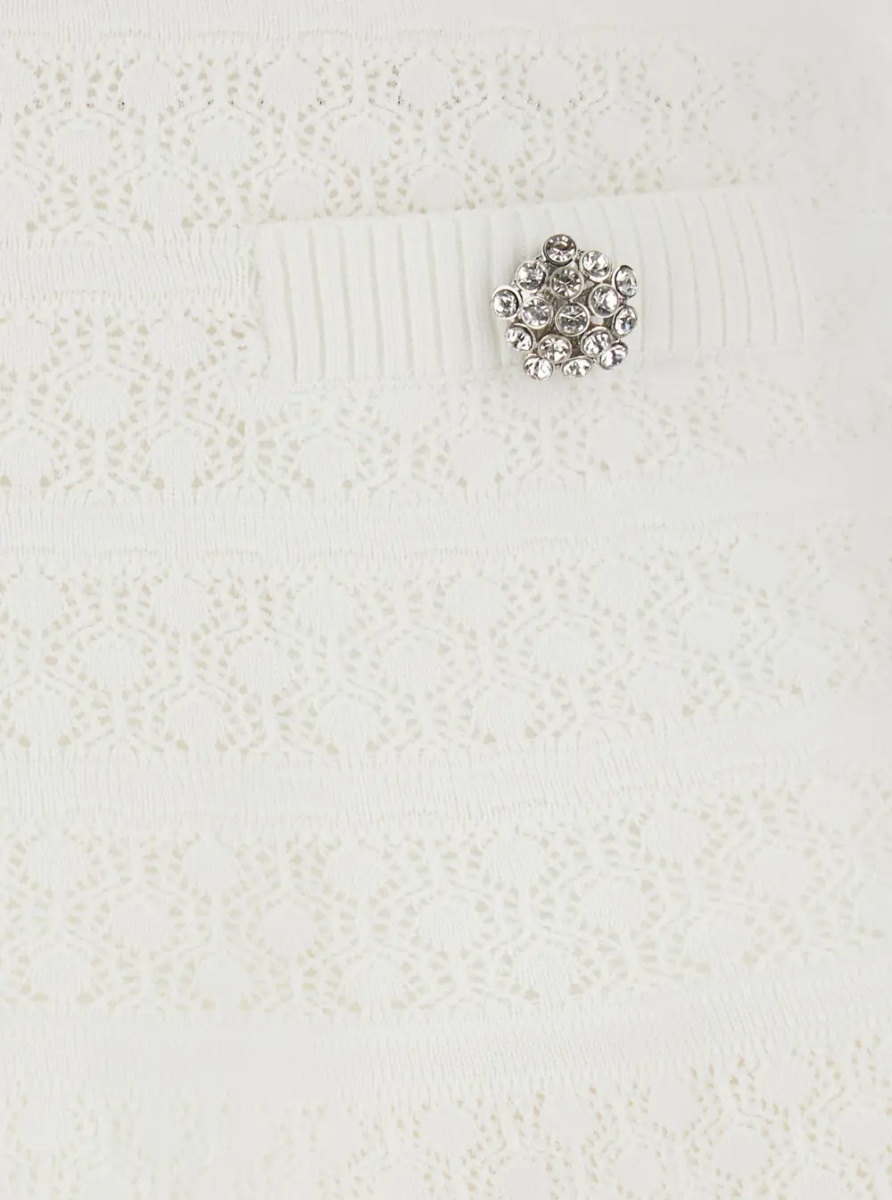Fusta White Pointelle Knit Mini Skirt - Img 3