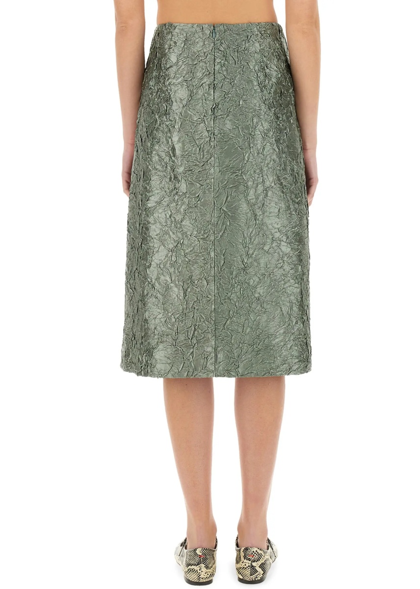 Fuste Ruched Satin Midi Skirt - Img 3