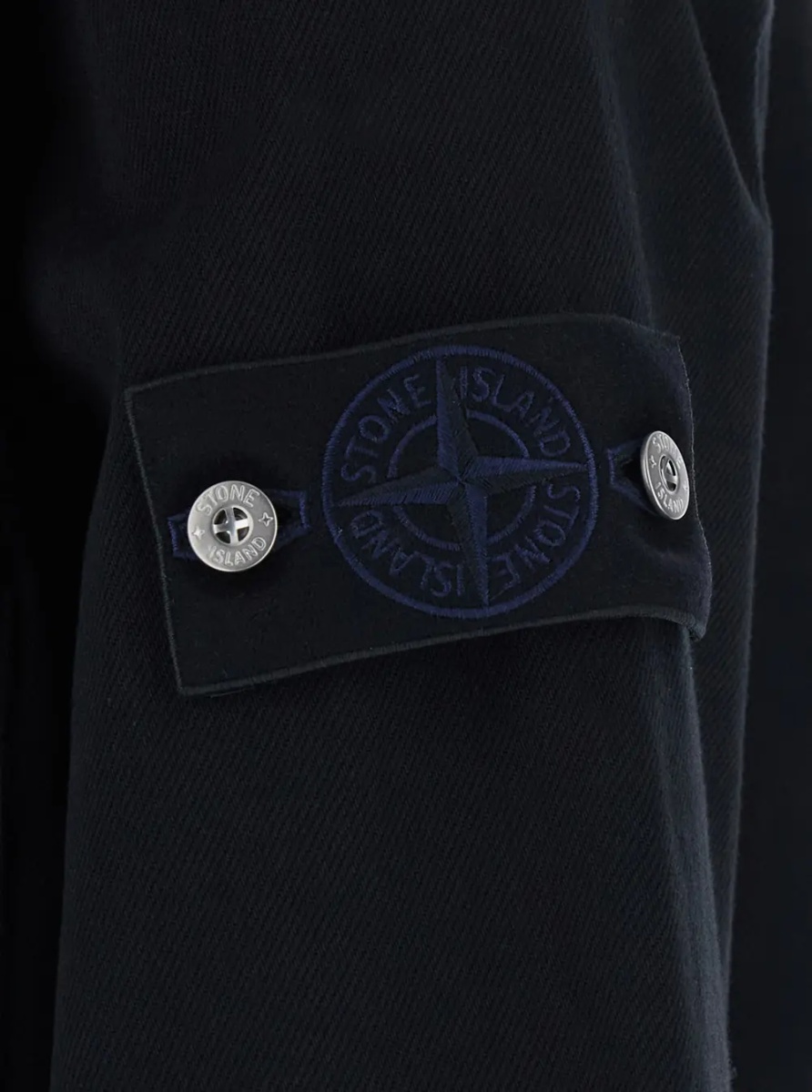 Geaca biker Biker Jacket with shirt collar, long sleeves, front closure, logo patch, side pockets, in cotton, black color, unisex - Img 3