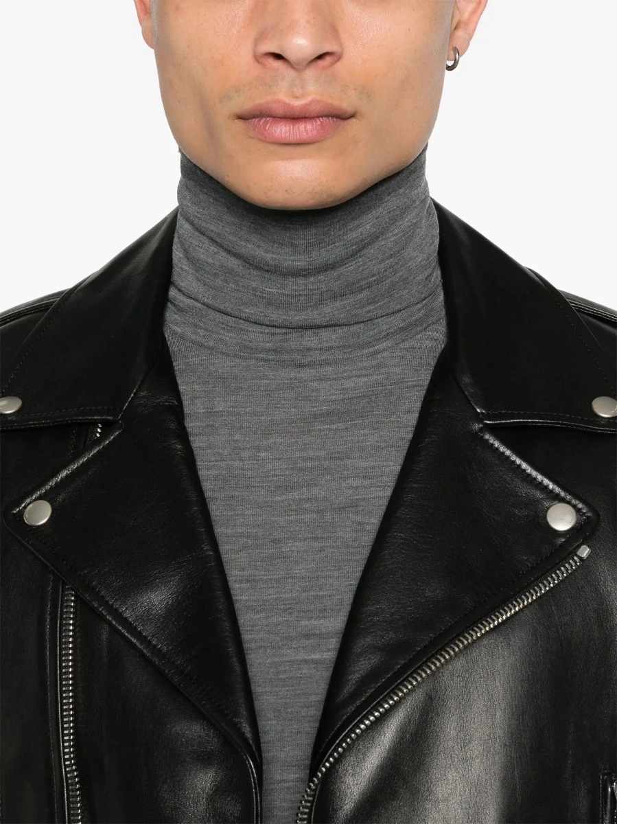 Geaca biker Saint Laurent neagra din piele - Img 7