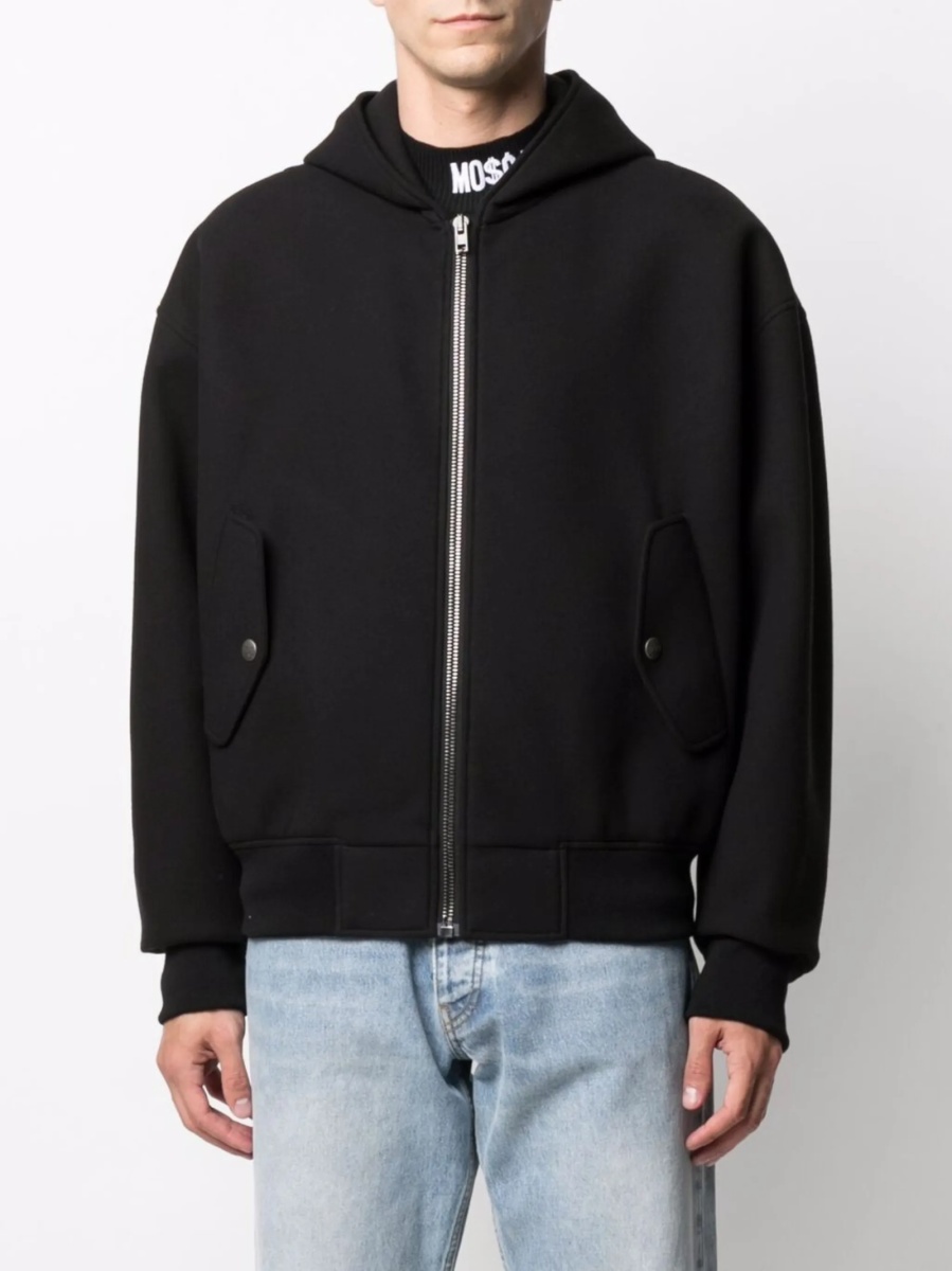 Geaca bomber Moschino neagra din lana si vascoza - Img 3