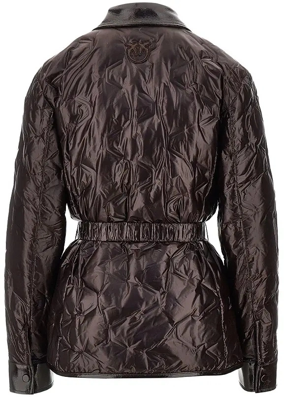 Geaca de iarna Pinko maro din nylon - Img 3