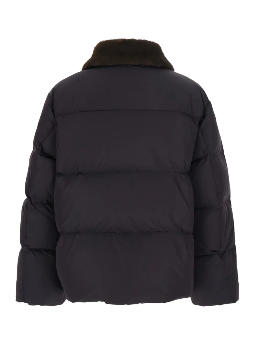 Geaca de Iarna Unisex Down Jacket with Leather Collar and Front Closure - Img 2