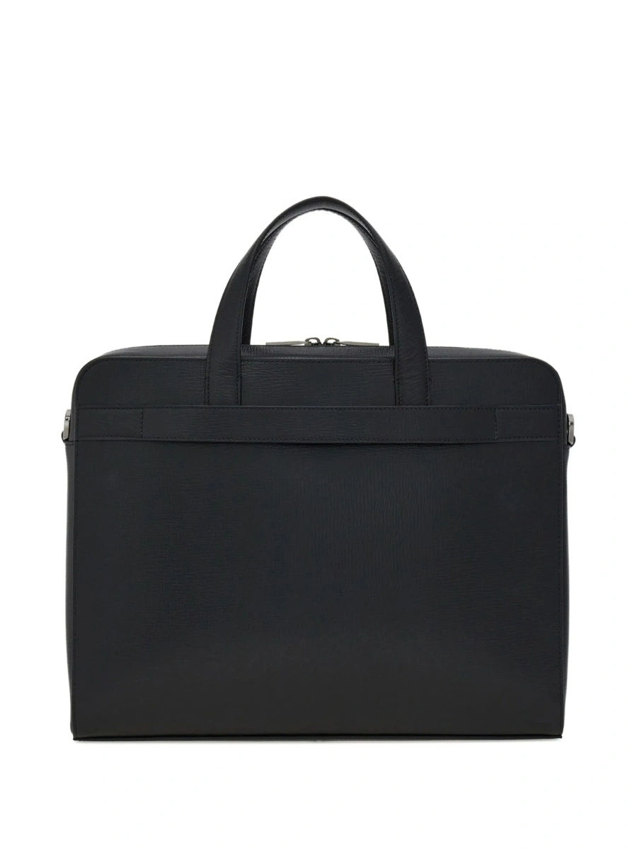 Geanta de laptop Ferragamo gancini neagra din piele - Img 3