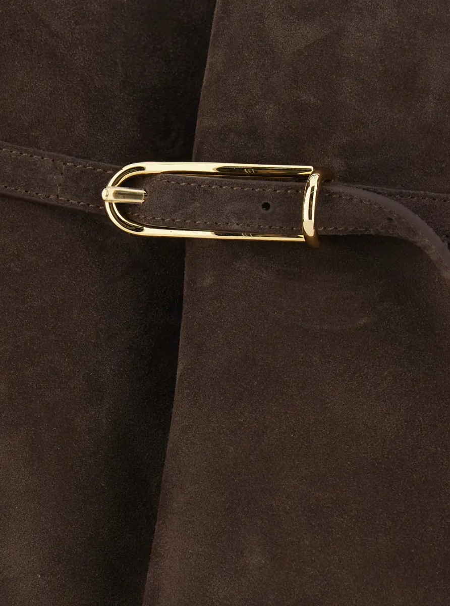 Geanta de mana Belted Tote Bag with elegant leather details in brown unisex - Img 3