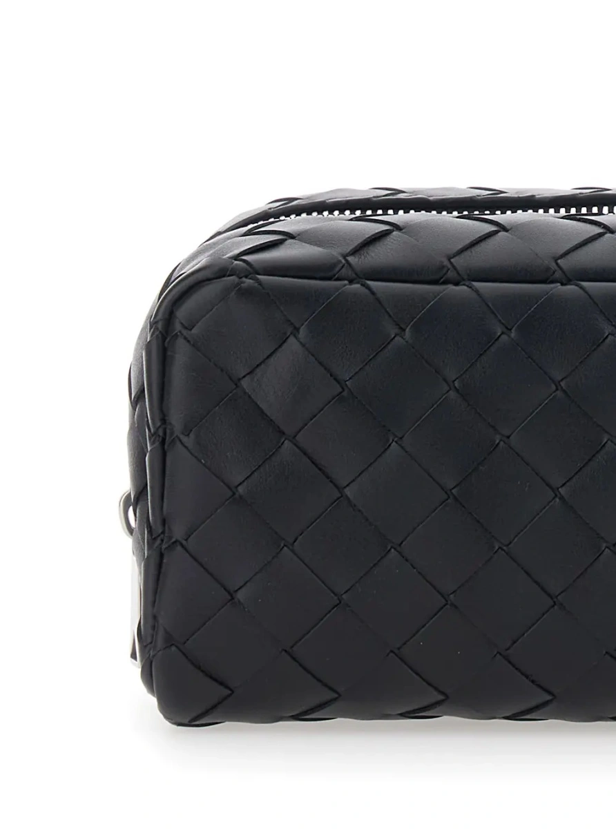 Geanta de mana Bottega Veneta neagra din piele - Img 3