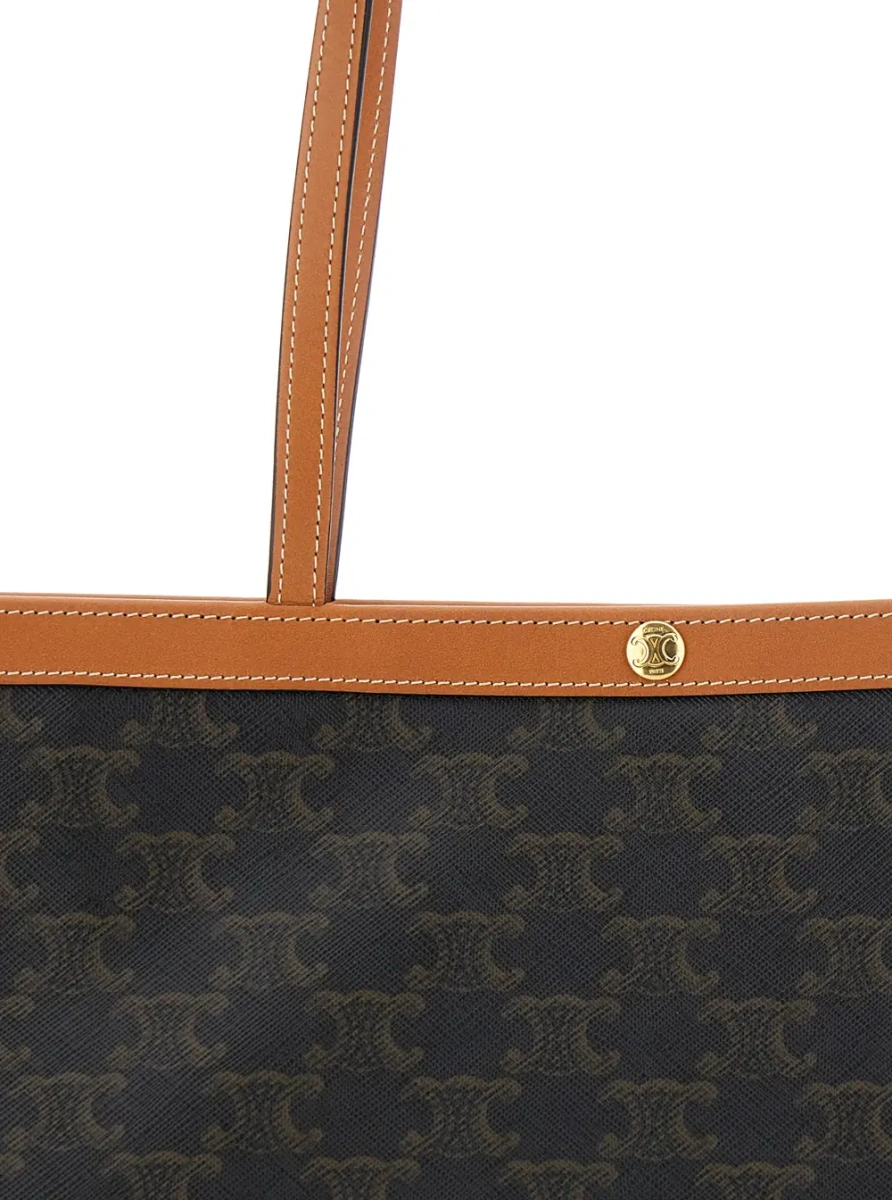 Geanta de mana Brown Tote Bag with Snap-Button Closure in Triomphe Canvas for Women - Img 3