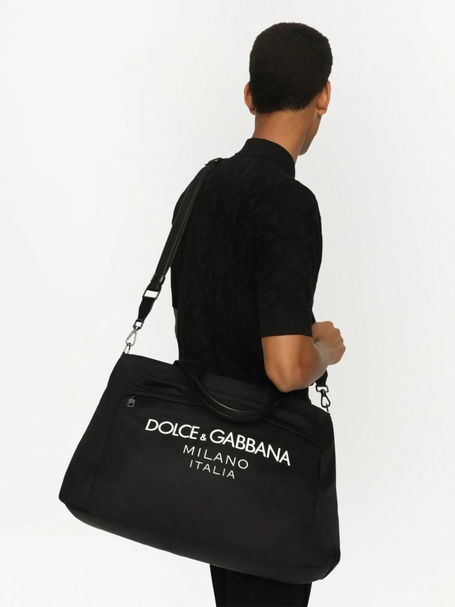 Geanta de mana Dolce &amp; Gabbana neagra din piele si nylon - Img 2