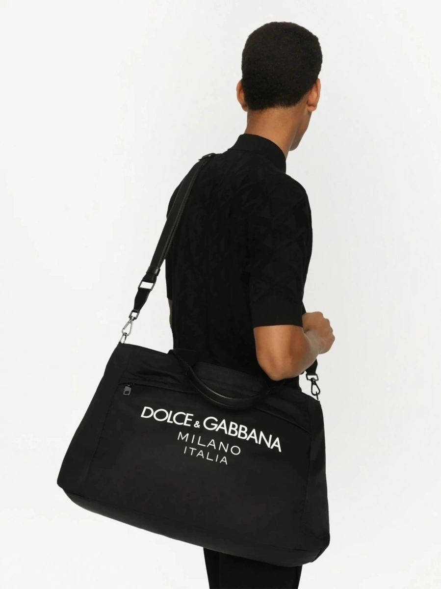 Geanta de mana Dolce &amp; Gabbana neagra din piele si nylon - Img 2