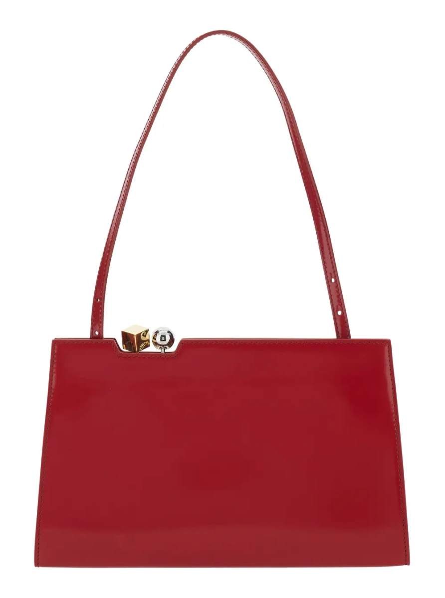 Geanta de mana 'Le Salon' Red Handbag with Gold and Silver Charm in Leather for Women - Img 2