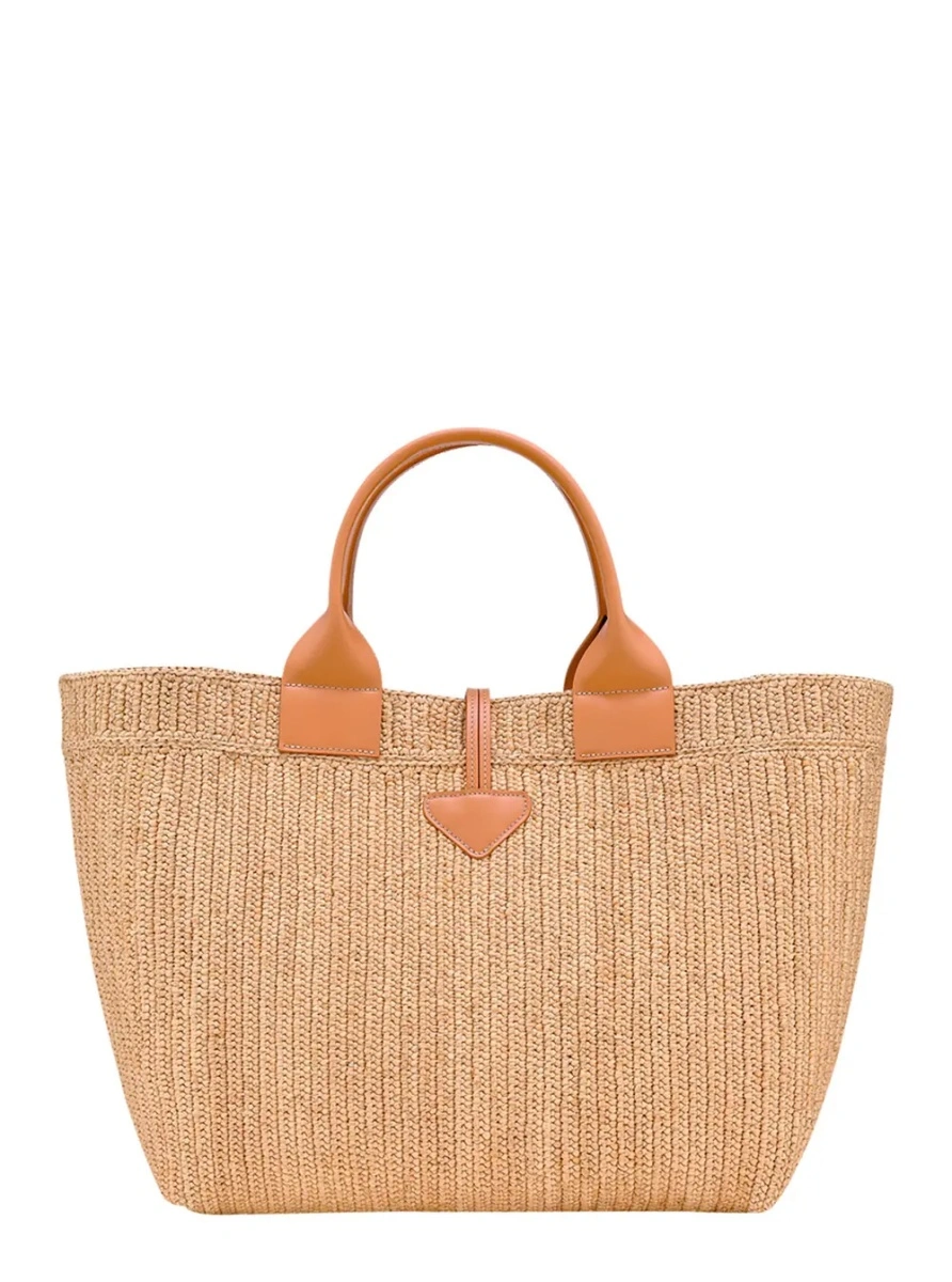 Geanta de mana Longchamp bej din raffia - Img 2