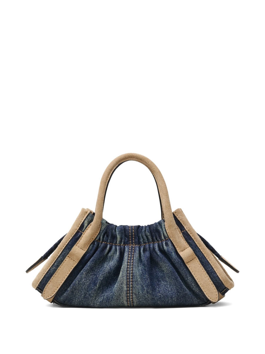 Geanta de mana Marc Jacobs albastra din bumbac si piele intoarsa - Img 4