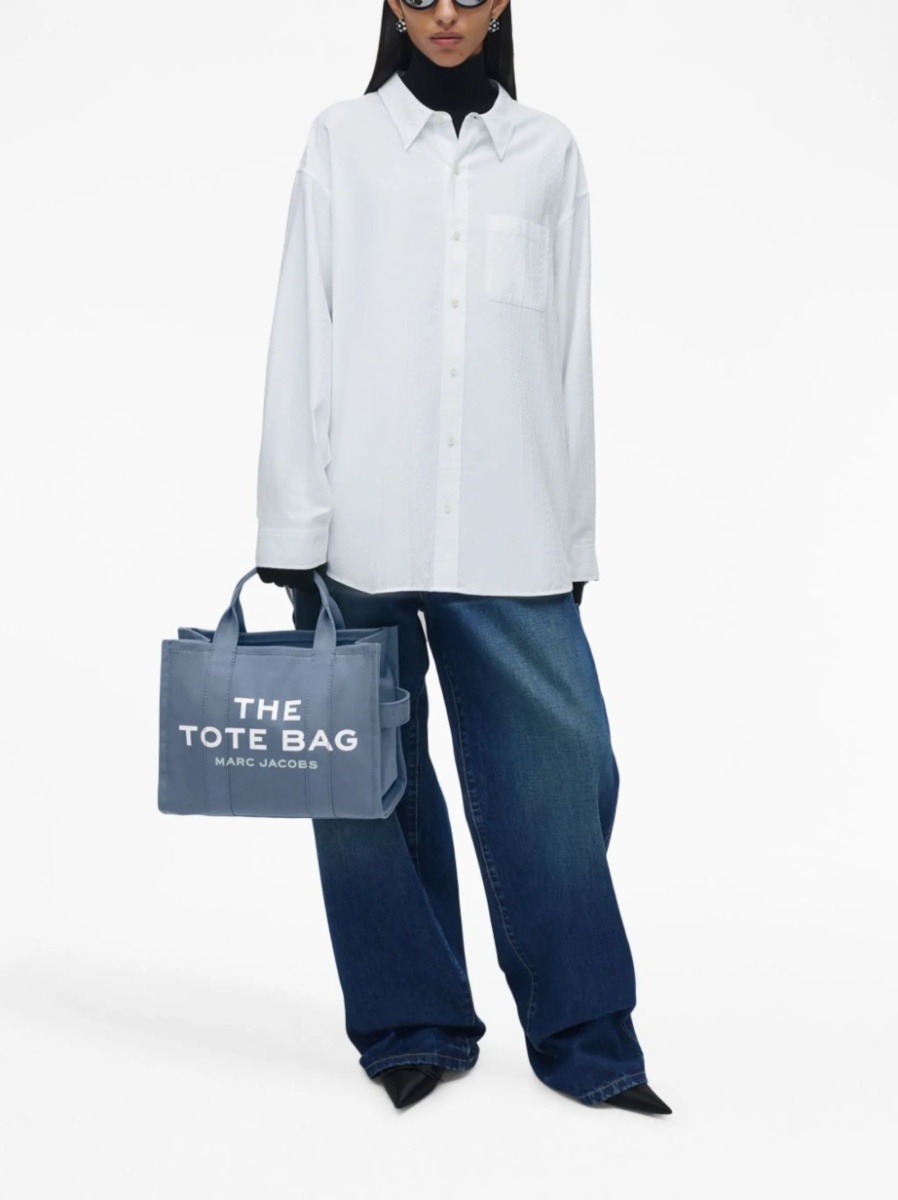 Geanta de mana Marc Jacobs albastra din material textil - Img 3