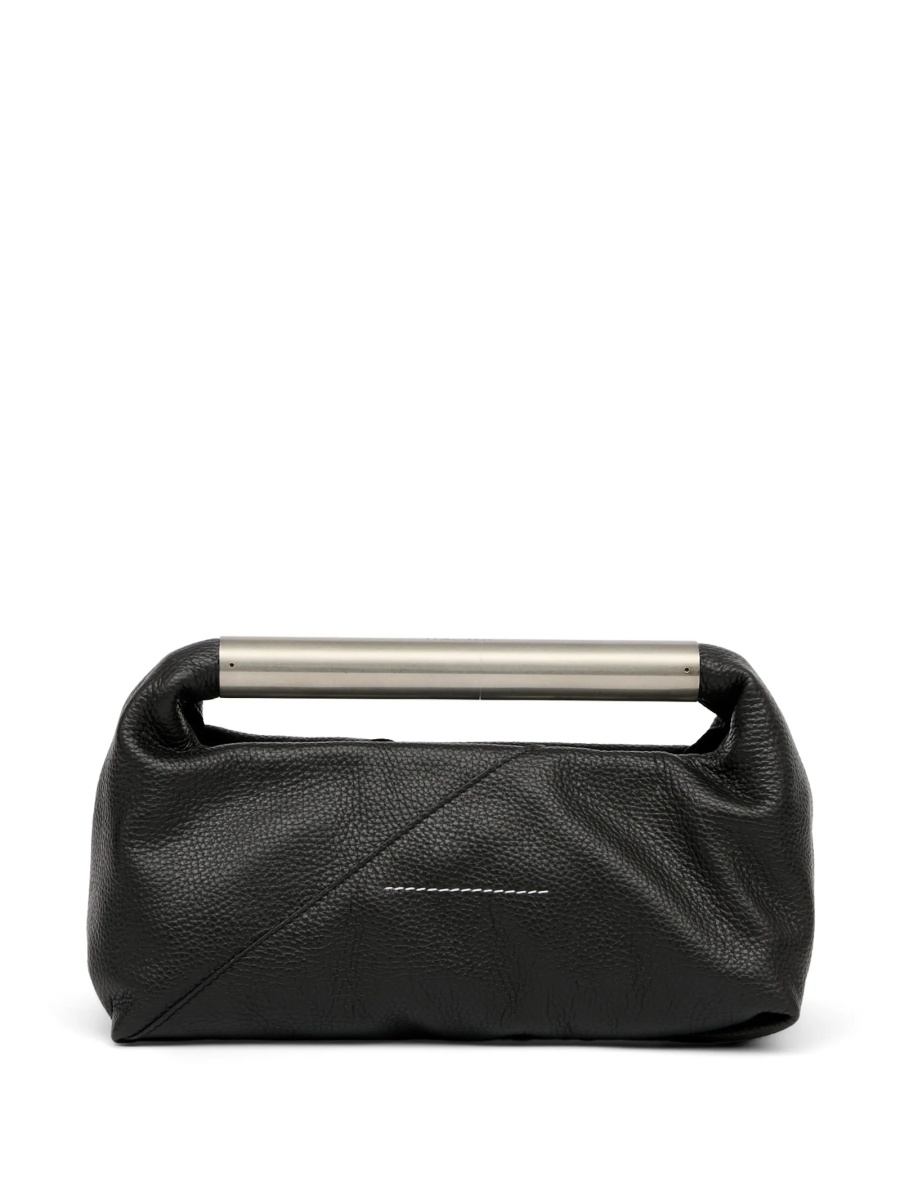 Geanta de mana MM6 Maison Margiela neagra din metal si piele - Img 3