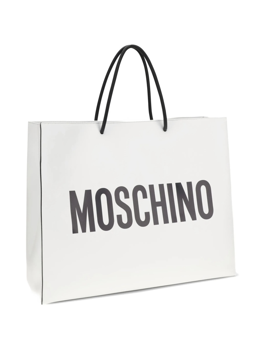 Geanta de mana Moschino alba din piele - Img 3