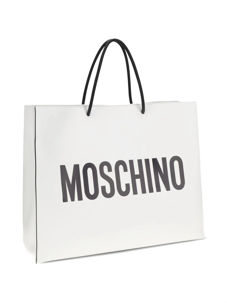 Geanta de mana Moschino alba din piele - Img 3