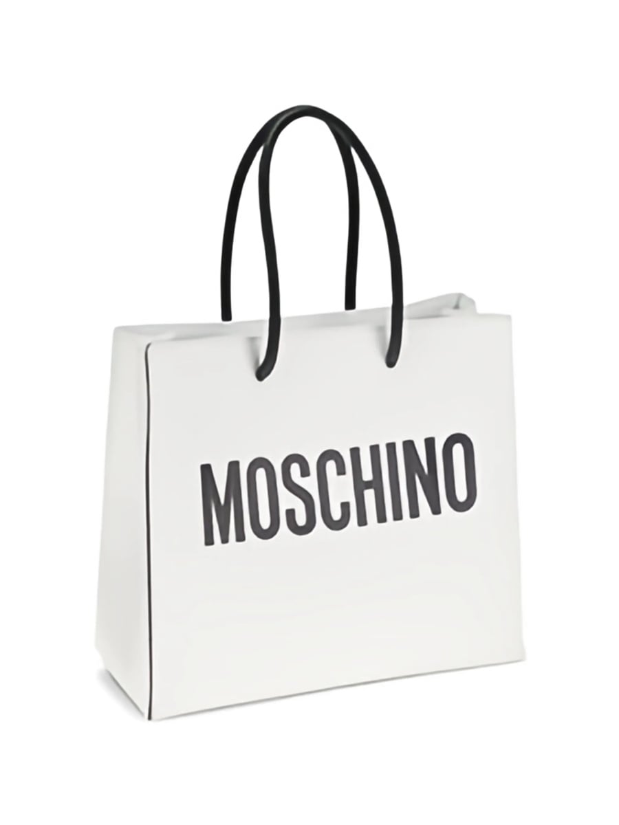 Geanta de mana Moschino alba din piele - Img 3