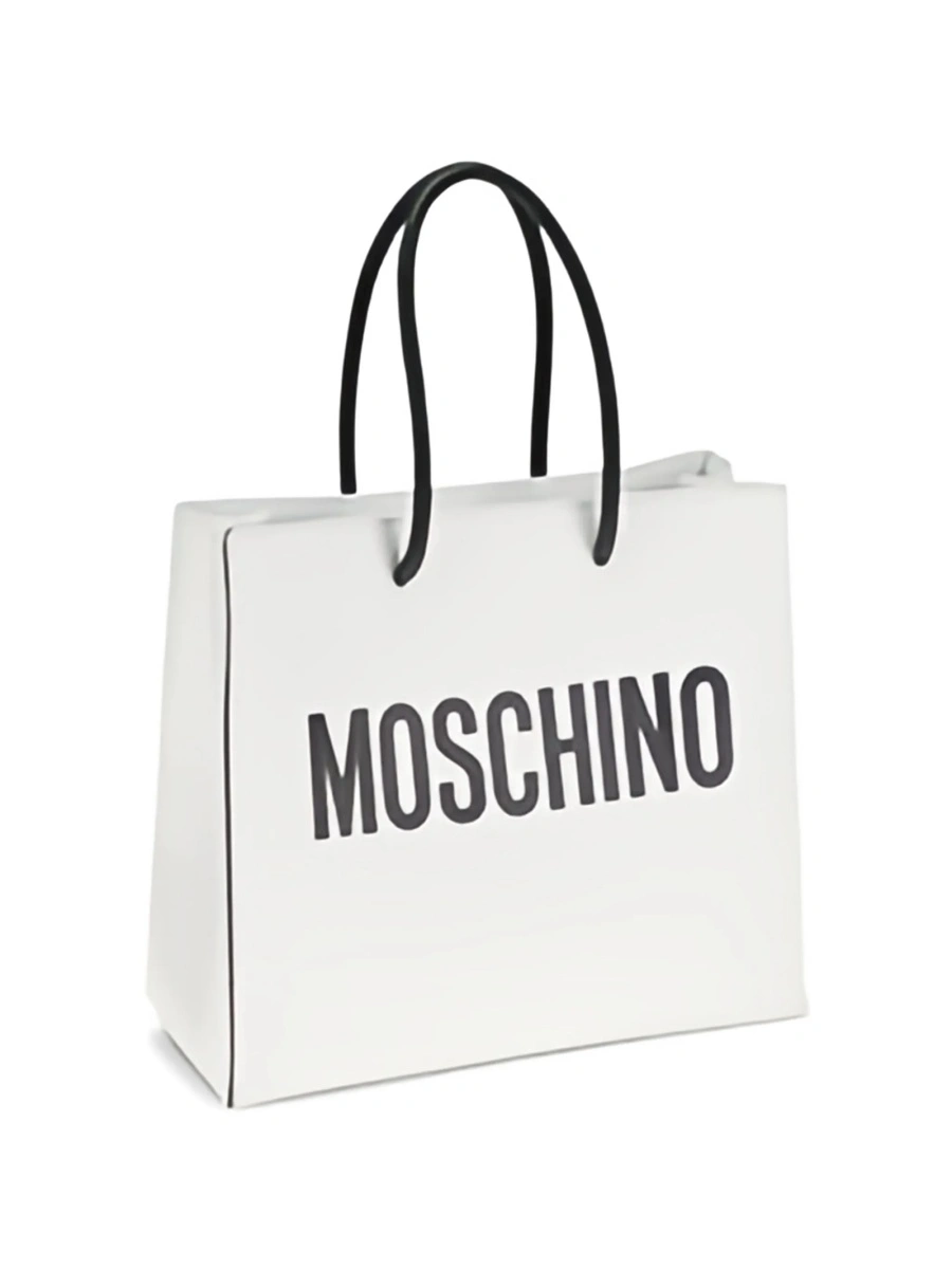Geanta de mana Moschino alba din piele - Img 3
