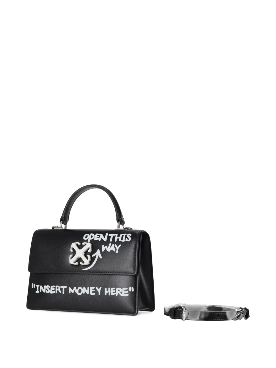 Geanta de mana Off-White jitney neagra din piele - Img 3
