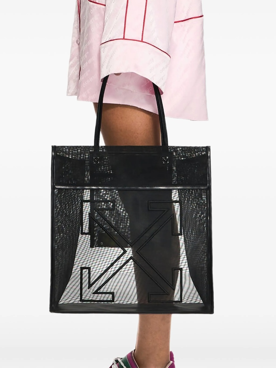 Geanta de mana Off-White neagra din plasa - Img 2