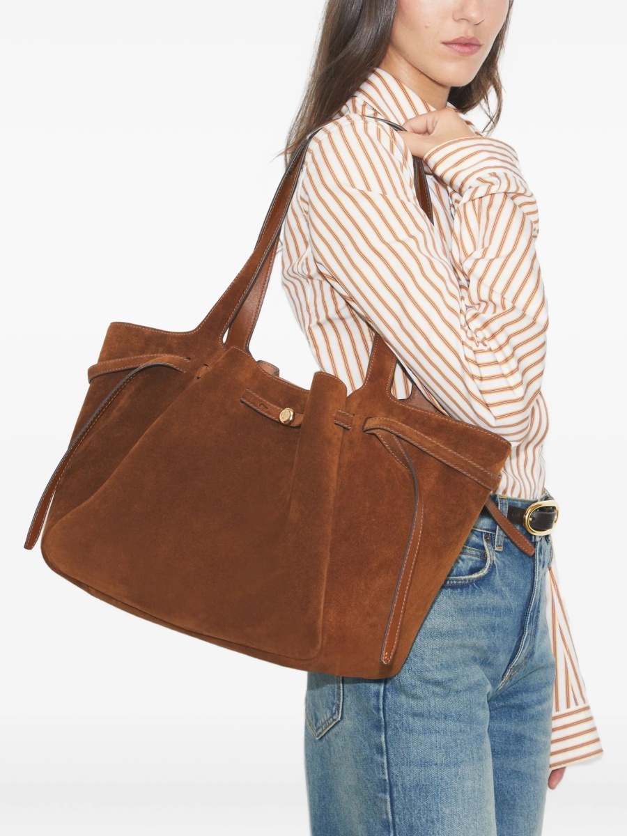 Geanta de mana Tory Burch maro din piele intoarsa - Img 2
