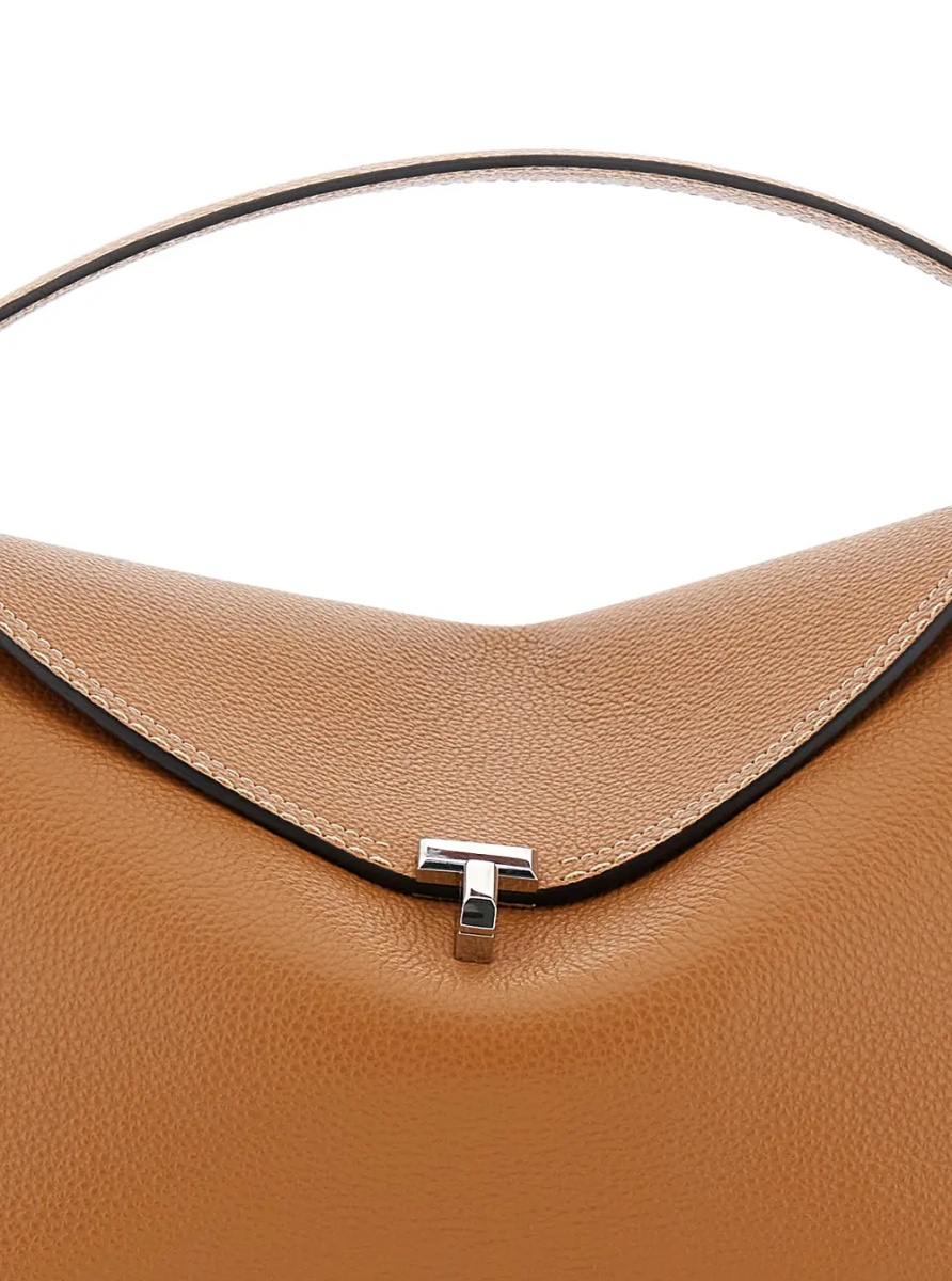 Geanta de mana TOTÊME Handbag 'T-Lock' with Removable Shoulder Strap in Grained Brown Leather - Img 3