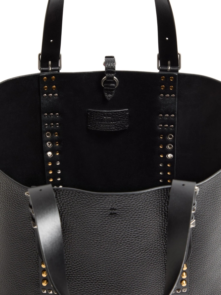 Geanta de mana Valentino Garavani Rockstud neagra din piele - Img 5