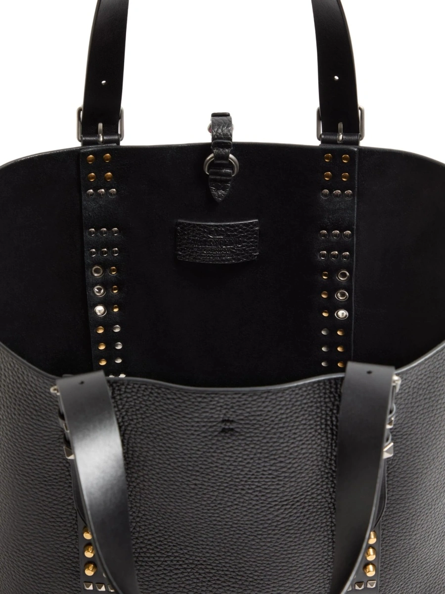 Geanta de mana Valentino Garavani Rockstud neagra din piele - Img 5