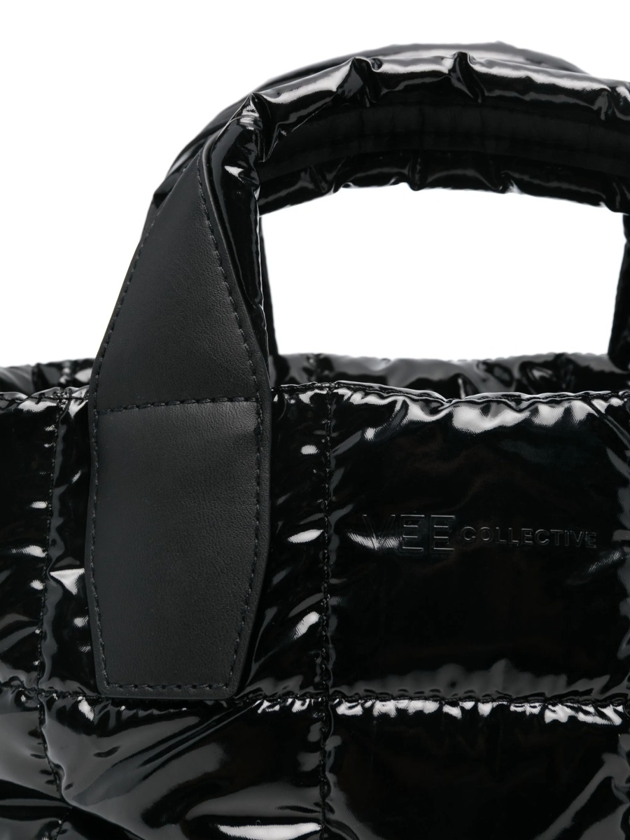 Geanta de mana VEECOLLECTIVE neagra din piele reciclata si nylon - Img 4
