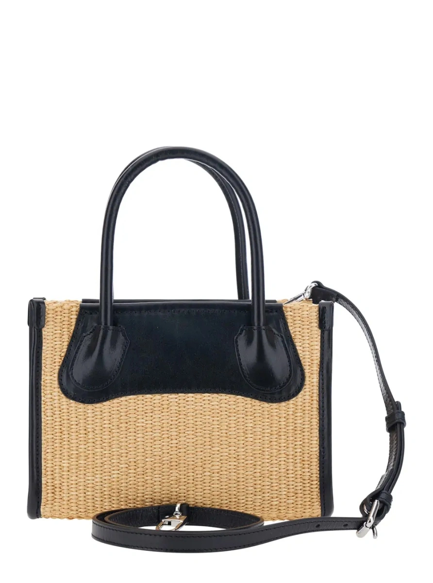 Geanta de mana Vivienne Westwood bej din bumbac 'Troy' - Img 2