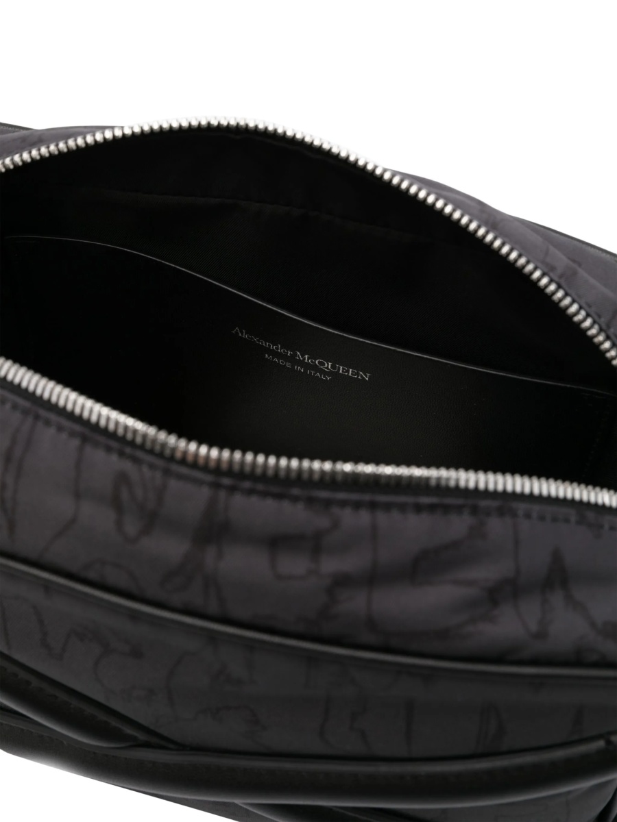 Geanta de umar Alexander McQueen neagra din material textil si piele - Img 5
