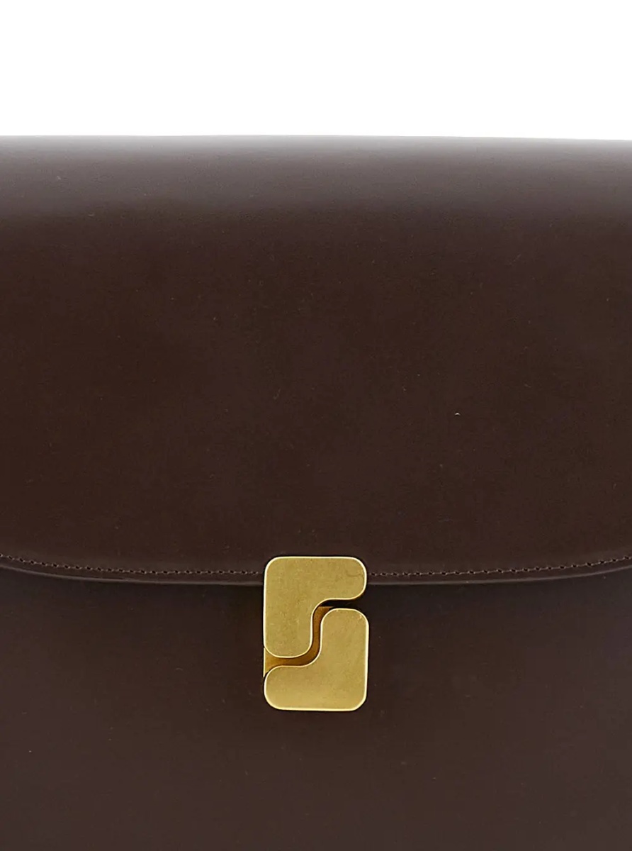 Geanta de umar BELLISSIMA MAXI is a brown leather crossbody bag with elegant and unisex details - Img 3