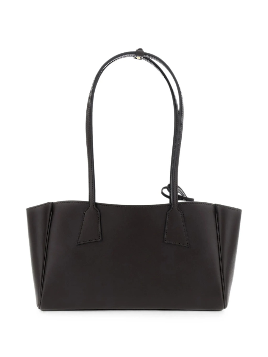 Geanta de umar Brown Small Shoulder bag with Front Pocket and Logo lettering in Leather for Women - Img 4