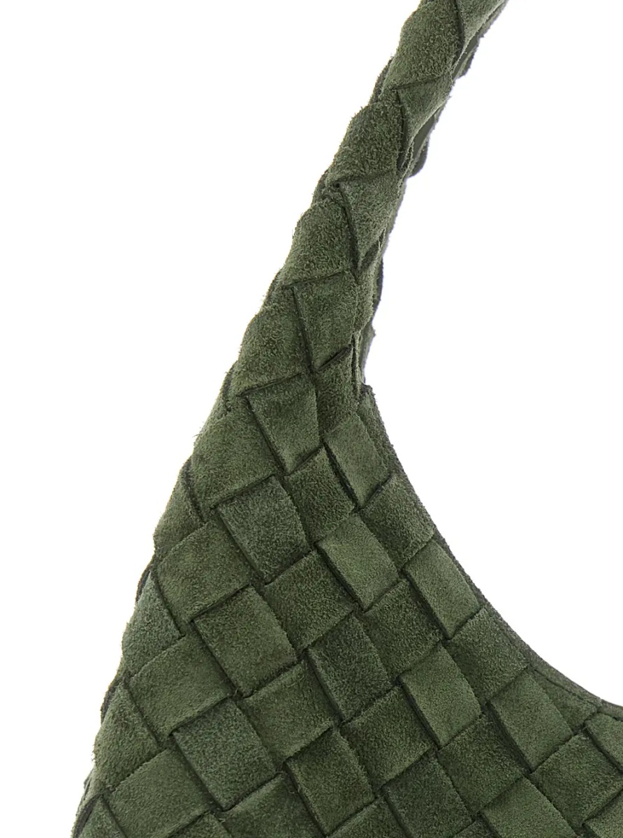 Geanta de umar 'Campana Small' green Shoulder bag with Closure with Lace and Motif Woven in suede Women - Img 3